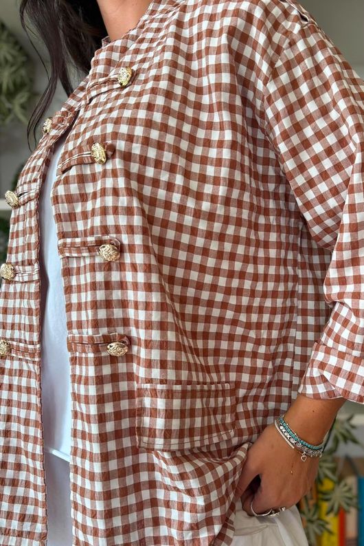 Nonni Gingam Napoleon Jacket Chestnut